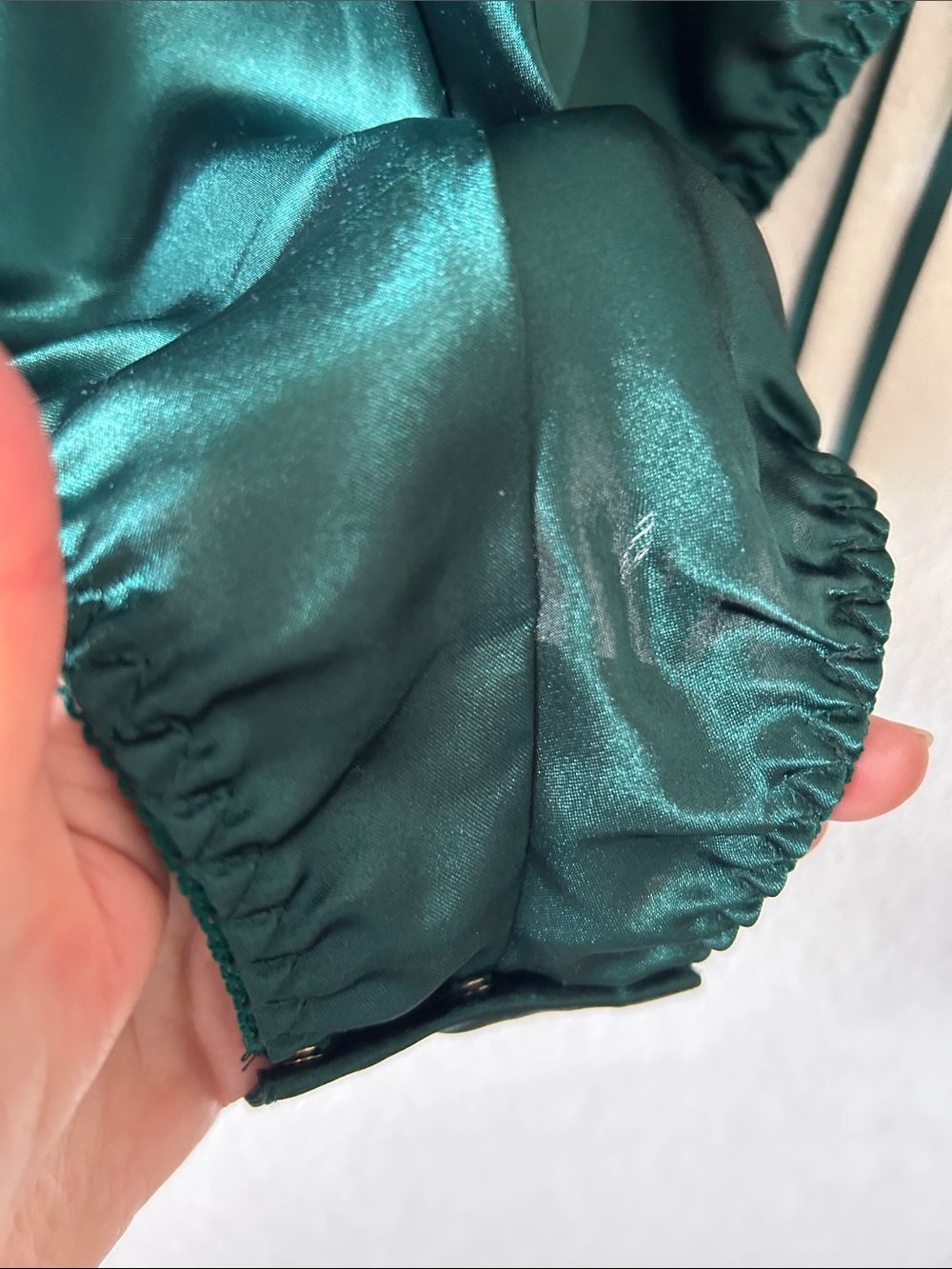 Victoria's Secret Vintage gold label Teal Satin Ruffle One-Piece size L - Picture 4 of 6